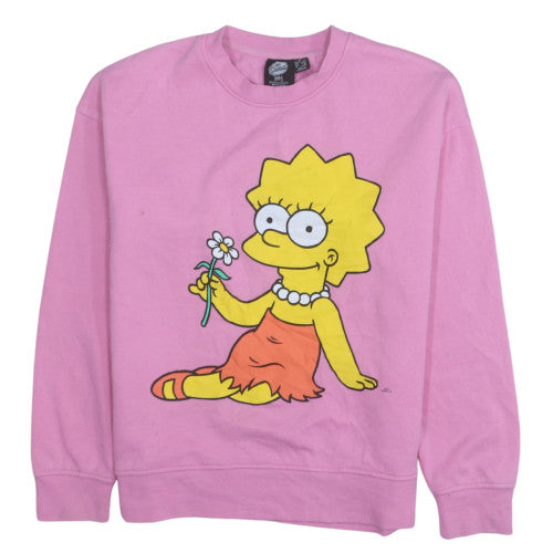 Primark Women Pink Lisa Simpson Sweatshirt XS Crew Neck Cotton