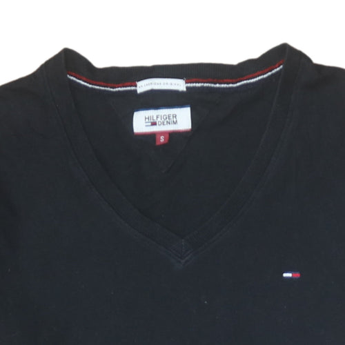 Tommy Hilfiger Denim Men's Black V-Neck Cotton T-Shirt Size S