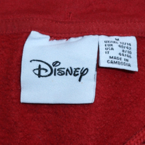 Disney Womens Red Mickey & Pluto Hoodie Size M 12/14 Pullover