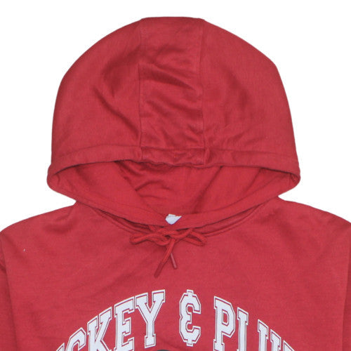 Disney Womens Red Mickey & Pluto Hoodie Size M 12/14 Pullover
