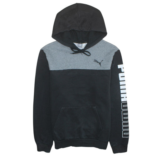Puma Mens Black Pullover Hoodie L Logo Graphic Fleece Sweatshirt