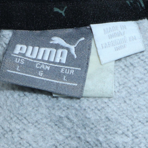 Puma Mens Black Pullover Hoodie L Logo Graphic Fleece Sweatshirt