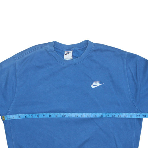 Nike Men Blue Pullover Sweatshirt M Crew Neck Fleece Logo