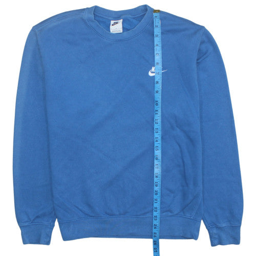 Nike Men Blue Pullover Sweatshirt M Crew Neck Fleece Logo
