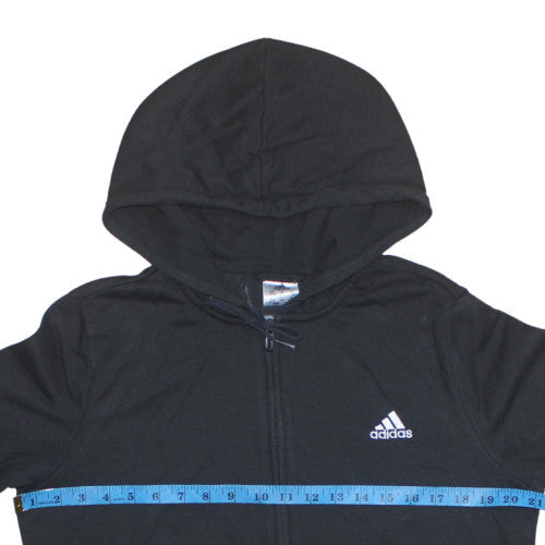 Adidas Women's Black Full Zip Hoodie L Logo Print Casual Sweatshirt