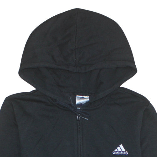 Adidas Women's Black Full Zip Hoodie L Logo Print Casual Sweatshirt