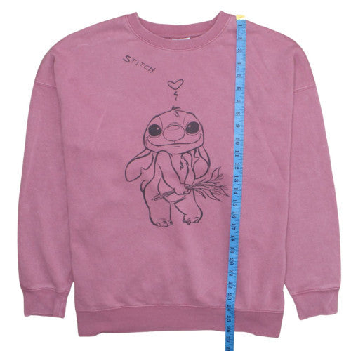 Primark Disney Stitch Pink Sweatshirt Women M Pullover Cotton Blend