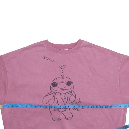 Primark Disney Stitch Pink Sweatshirt Women M Pullover Cotton Blend
