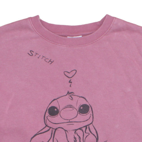 Primark Disney Stitch Pink Sweatshirt Women M Pullover Cotton Blend