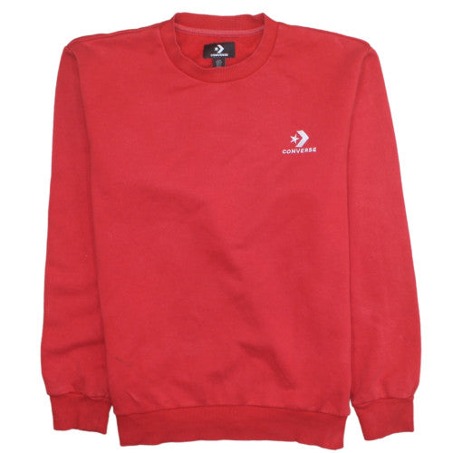 Converse Mens Red Crew Neck Sweatshirt Size M Cotton Blend Pullover