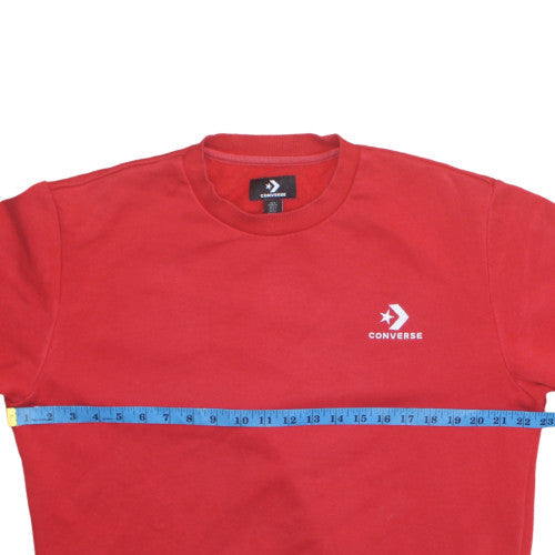 Converse Mens Red Crew Neck Sweatshirt Size M Cotton Blend Pullover