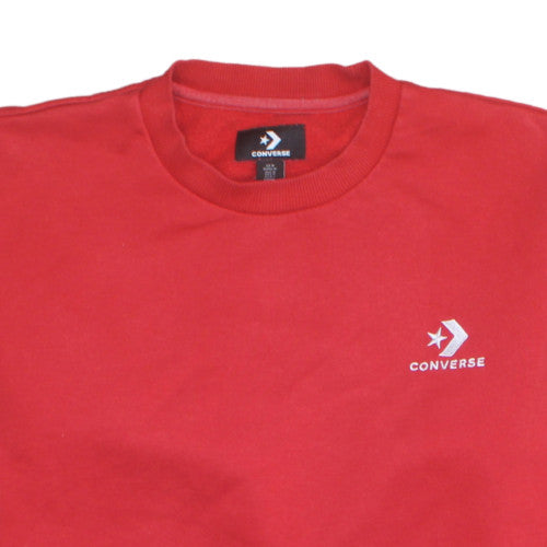 Converse Mens Red Crew Neck Sweatshirt Size M Cotton Blend Pullover