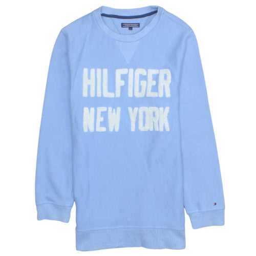 Tommy Hilfiger Boys Blue Pullover Sweatshirt Size 164 Crew Neck Logo Style