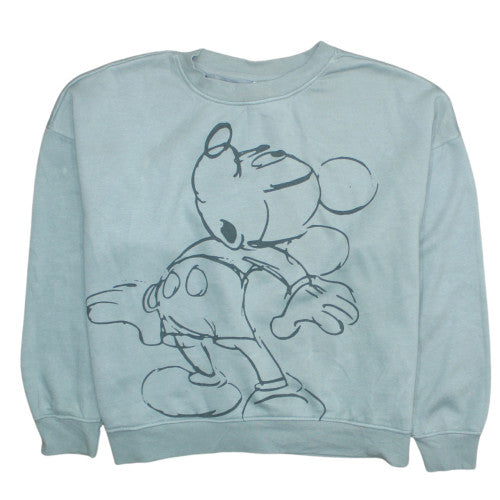 Disney Women Blue Mickey Mouse Pullover Sweatshirt L 14/16