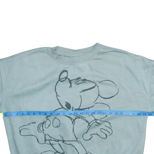 Disney Women Blue Mickey Mouse Pullover Sweatshirt L 14/16