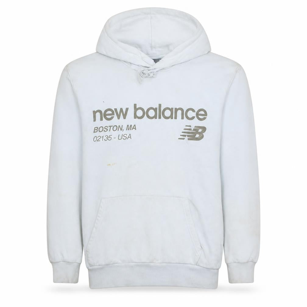 New Balance Men's White Pullover Hoodie S Logo Sportswear