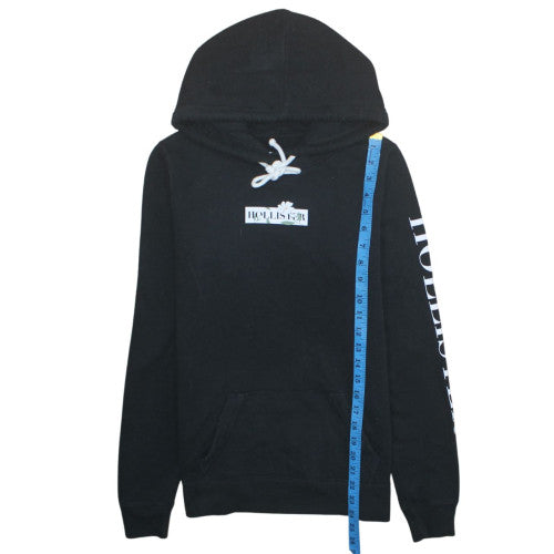 Hollister Womens Black Small Pullover Hoodie with Logo Detail