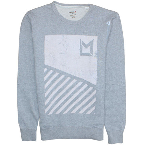 Reebok Men's Grey XS Les Mills Crew Neck Graphic Sweatshirt