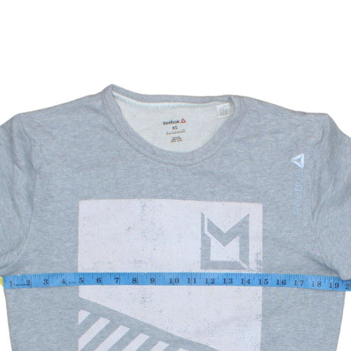 Reebok Men's Grey XS Les Mills Crew Neck Graphic Sweatshirt
