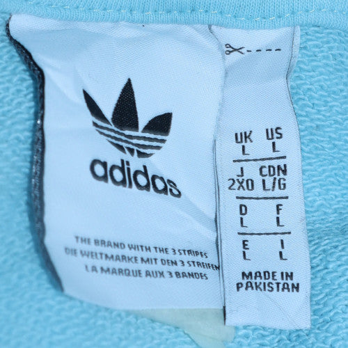 Adidas Men’s Blue Pullover Hoodie L Sports Fleece Logo Sweatshirt