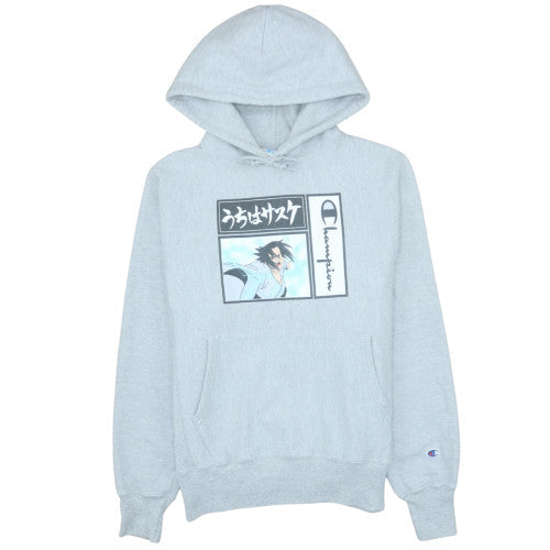 Champion Mens Grey Anime Graphic Pullover Hoodie Small
