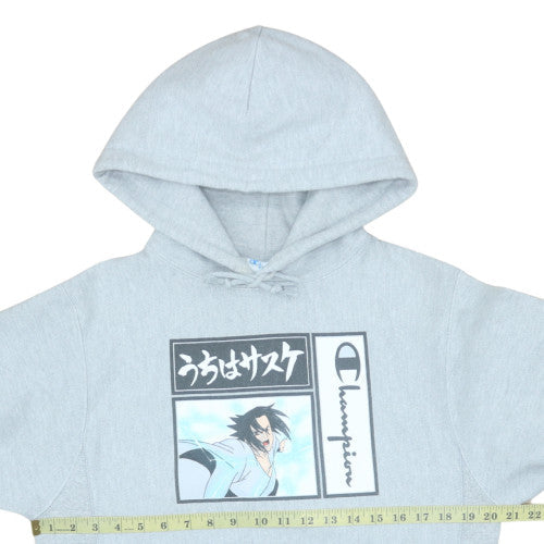 Champion Mens Grey Anime Graphic Pullover Hoodie Small