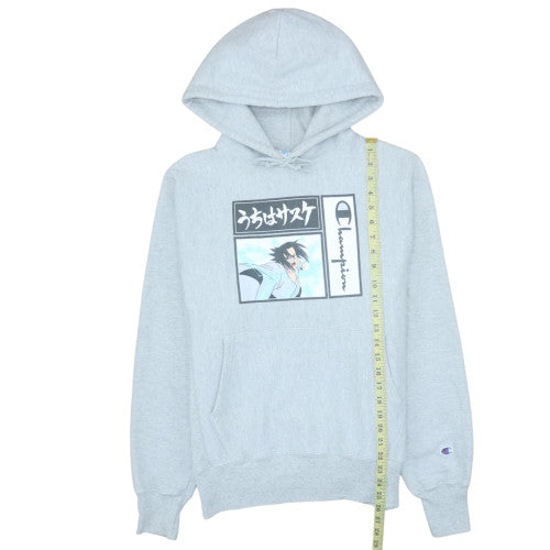 Champion Mens Grey Anime Graphic Pullover Hoodie Small