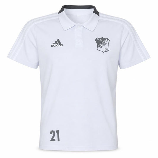 Front view of Adidas Men White SV Concordia Langen Polo Shirt, size M, Athletic Fit