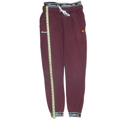 Ellesse Womens Red Jogger Trousers Size 8 Fleece Elastic Waist