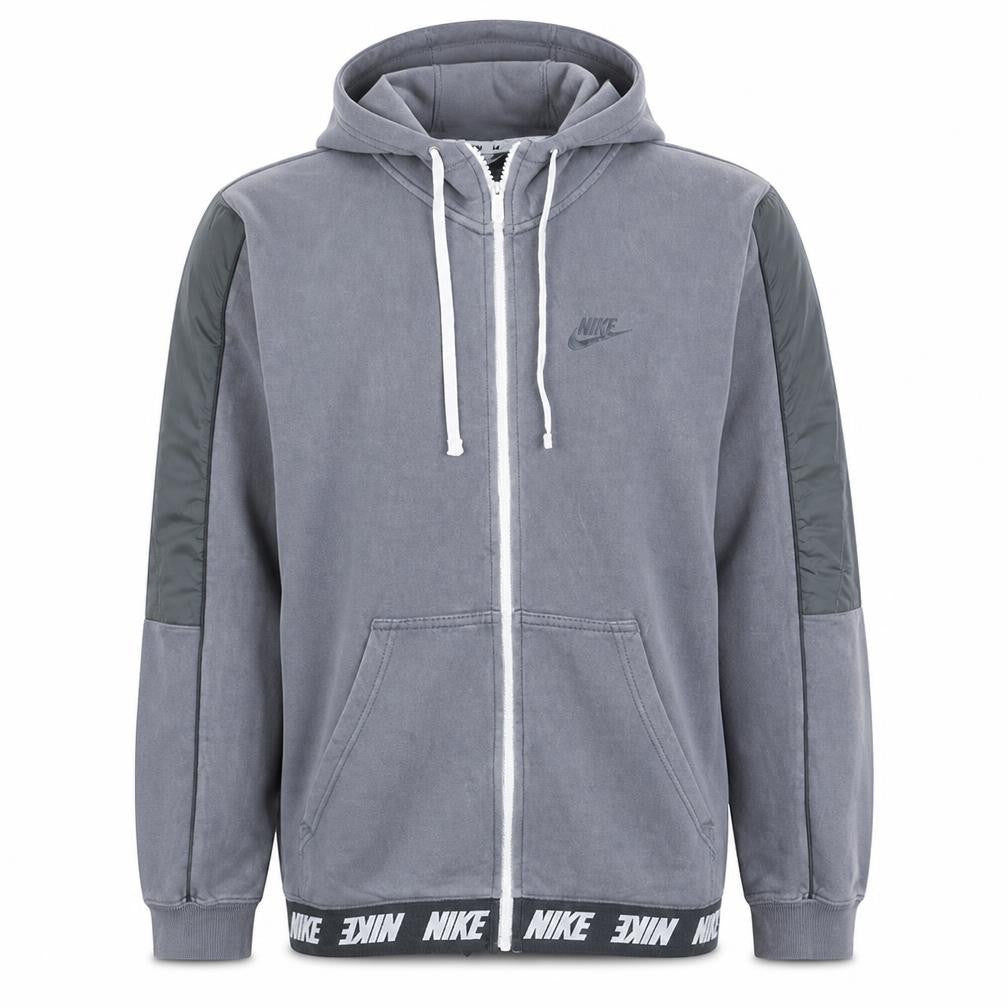 Nike Men's Grey Full Zip Hoodie L Sports Fleece Sweatshirt
