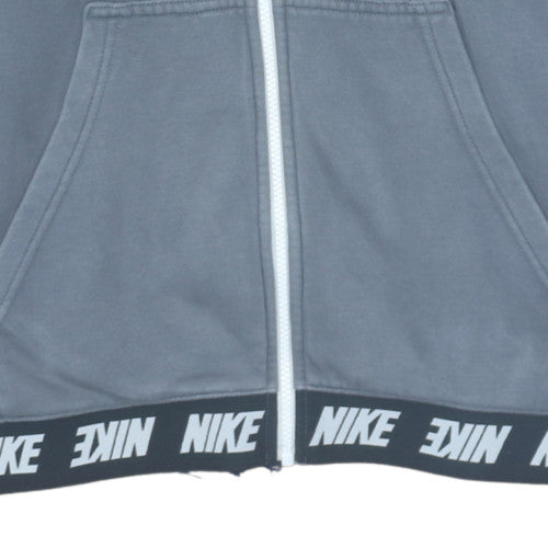 Nike Men's Grey Full Zip Hoodie L Sports Fleece Sweatshirt