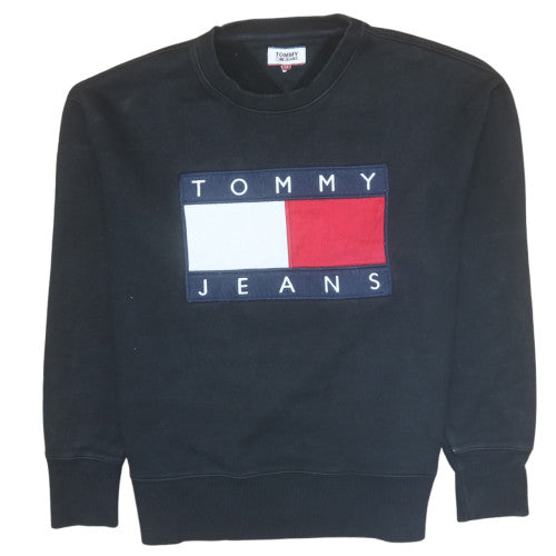 Tommy Jeans Men's Black XL Pullover Sweatshirt Crew Neck Cotton