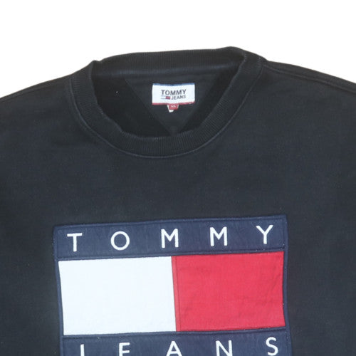 Tommy Jeans Men's Black XL Pullover Sweatshirt Crew Neck Cotton