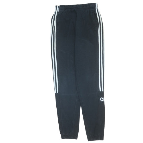 Adidas Boys Black 13-14 Years Track Pants Tapered Fleece Activewear Trousers