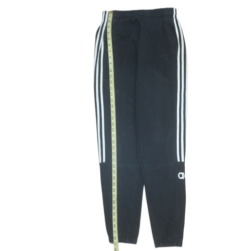 Adidas Boys Black 13-14 Years Track Pants Tapered Fleece Activewear Trousers