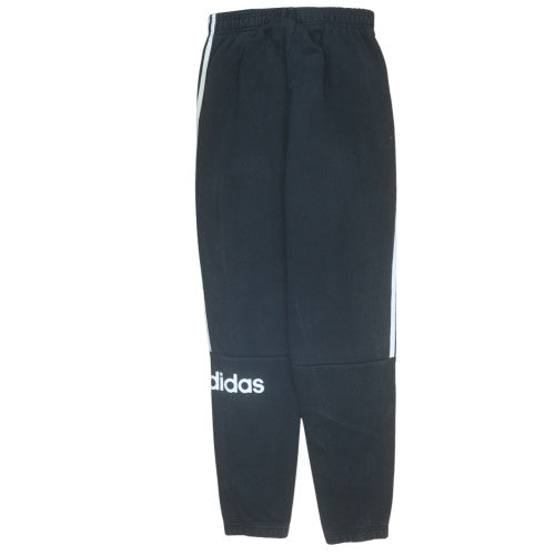 Adidas Boys Black 13-14 Years Track Pants Tapered Fleece Activewear Trousers