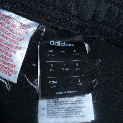 Adidas Boys Black 13-14 Years Track Pants Tapered Fleece Activewear Trousers