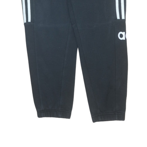 Adidas Boys Black 13-14 Years Track Pants Tapered Fleece Activewear Trousers