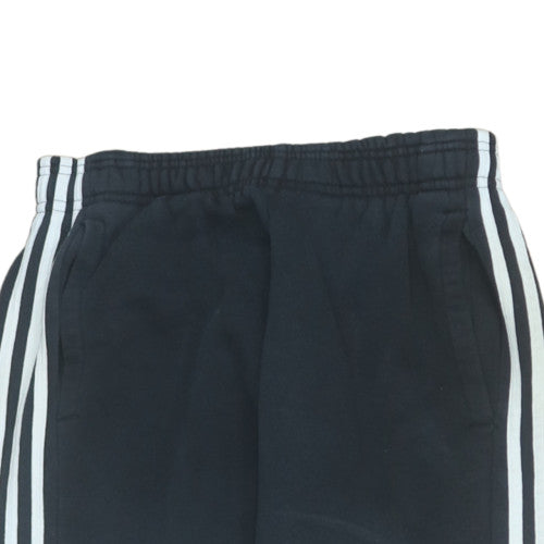 Adidas Boys Black 13-14 Years Track Pants Tapered Fleece Activewear Trousers