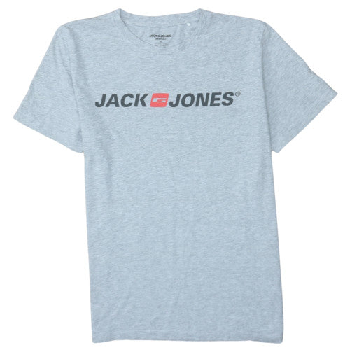 Jack & Jones Men's Grey Graphic Logo Short Sleeve T-Shirt M