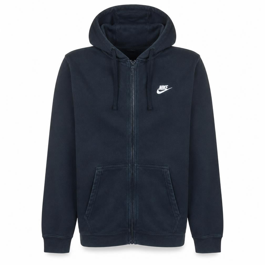 Front view of Nike Men's Black Full Zip Hoodie Sweatshirt, size M, Regular Fit