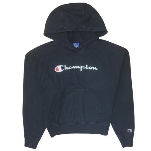 Champion Men's Black Pullover Hoodie Small Embroidered Logo