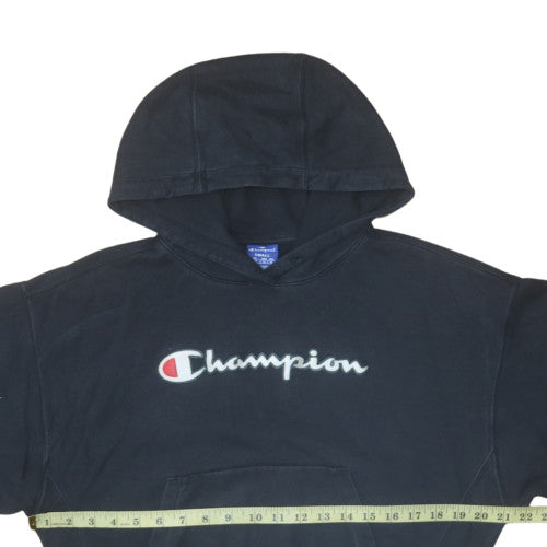 Champion Men's Black Pullover Hoodie Small Embroidered Logo