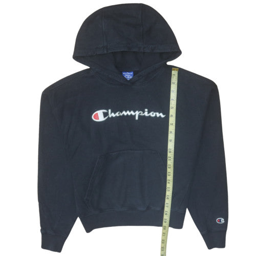 Champion Men's Black Pullover Hoodie Small Embroidered Logo
