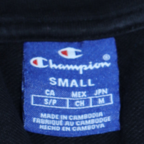 Champion Men's Black Pullover Hoodie Small Embroidered Logo