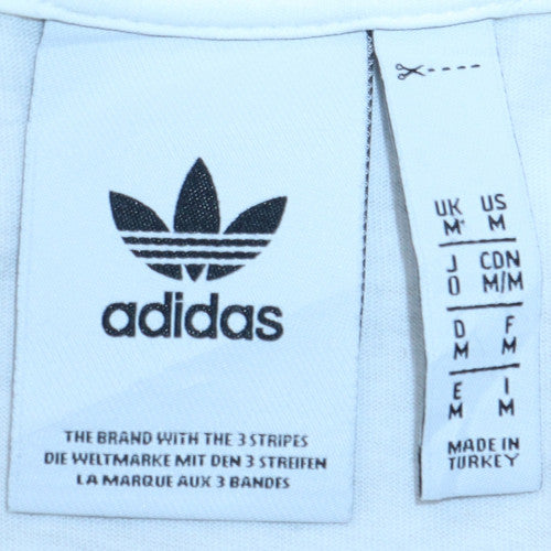 Adidas Men's White Crew Neck Short Sleeve Cotton T-Shirt M