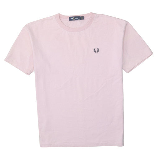 Fred Perry Women Pink Cotton Crew Neck Short Sleeve T-Shirt UK 8