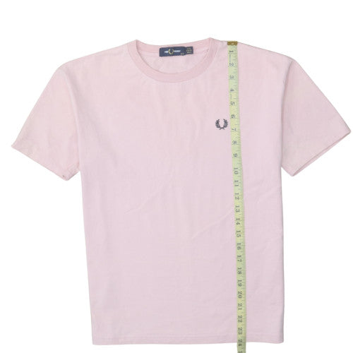 Fred Perry Women Pink Cotton Crew Neck Short Sleeve T-Shirt UK 8