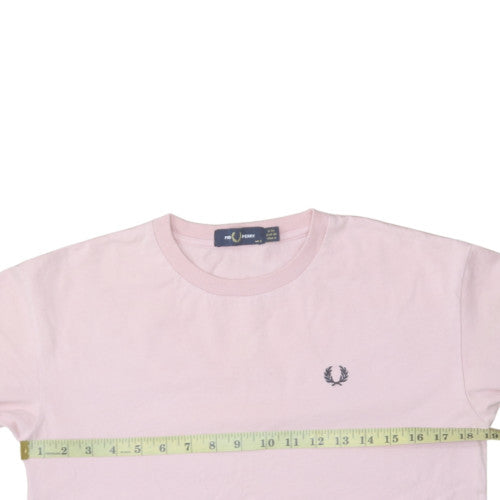 Fred Perry Women Pink Cotton Crew Neck Short Sleeve T-Shirt UK 8