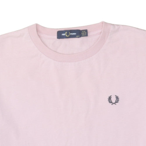 Fred Perry Women Pink Cotton Crew Neck Short Sleeve T-Shirt UK 8